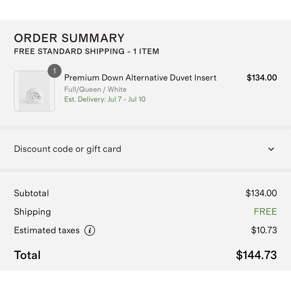 Quince Full/ Queen Premium Down Alternative Comforter Duvet White $134 Retail